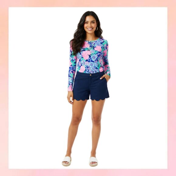 Lilly Pulitzer Pants - Lilly Pulitzer Navy Scalloped Hem Textured Shorts